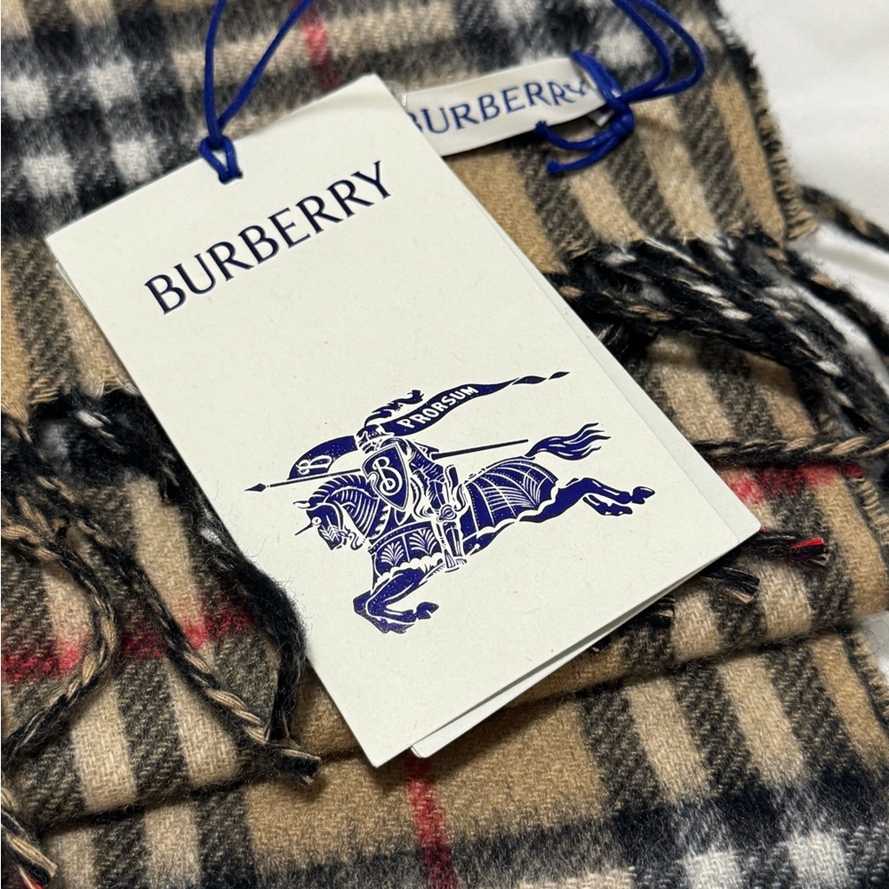 Burberry Heritage Check Scarf - Tan, Black, Red - Picture 6 of 10